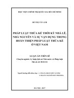 Luận án tiến sĩ: Pháp luật thừa kế thời kỳ nhà Lê, nhà Nguyễn và sự vận dụng trong hoàn thiện pháp luật thừa kế ở Việt Nam.
