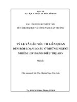 Tỷ lệ và các yếu tố liên quan đến rối loạn lo âu ở những người nhiễm hiv đang điều trị arv 