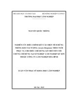 Nghiên cứu điều chỉnh kết cấu diện tích rừng trồng keo tai tượng theo tuổi phục vụ cho điều chế rừng gỗ nhỏ tiến tới chứng chỉ rừng tại xí nghiệp lâm nghiệp kỳ sơn thuộc công ty lâm nghiệp hòa bình 