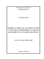 Nghiên cứu phân lập, xác định cấu trúc và thử hoạt tính sinh học của một số dịch chiết từ lá cây kim giao núi đất   