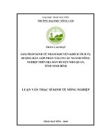 Giải Pháp Kinh Tế Nhằm Khuyến Khích Tích Tụ Ruộng Đất