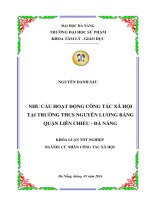 Nhu cầu hoạt động công tác xã hội tại trường thcs nguyễn lương bằng, quận liên chiểu   đà nẵng  