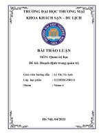 (Thảo luận quản trị thương hiệu) THỰC TRẠNG VỀ HOẠCH ĐỊNH CÔNG TY VIETRAVEL