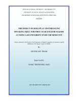 The effect of role play on enhancing speaking skill for first year english majors at nong lam university in ho chi minh city    m a   60 14 10  