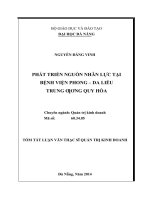 PHÁT TRIỂN NGUỒN NHÂN LỰC TẠI BỆNH VIỆN PHONG – DA LIỄU TRUNG ƯƠNG QUY HÒA