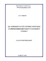 Quan hệ hợp tác giữa tỉnh Hủa Phăn (Lào) và tỉnh Thanh Hóa (Việt Nam) từ năm 1986 đến năm 2017 (Luận án tiến sĩ file word)