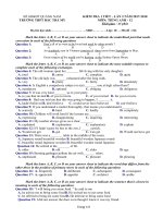 Đề kiểm tra 1 tiết lần 2 năm 2017-2018 môn tiếng Anh lớp 12 – THPT Bắc Trà My – Mã đề 216