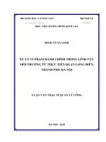 Xử lý vi phạm hành chính trong lĩnh vực Môi trường từ thực tiễn quận Long Biên, Thành phố Hà Nội