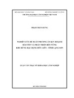 Nghiên cứu đề xuất phương án quy hoạch bảo tồn và phát triển bền vững khu rừng đặc rụng Hữu Liên - tỉnh Lạng Sơn