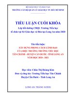 Xây dựng phong cách lãnh đạo của hiệu trưởng trường tiểu học tân chánh – huyện cần đước – tỉnh long an năm học 2020 – 2021 