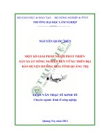 Một số giải pháp nhằm phát triển sản xuất nông nghiệp bền vững trên địa bàn huyện hướng hóa, tỉnh quảng trị 