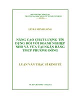 Nâng cao chất lượng tín dụng đối với doanh nghiệp nhỏ và vừa tại ngân hàng tmcp phương đông 