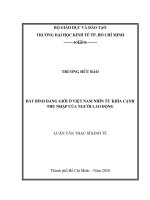 Bất bình đẳng giới ở việt nam nhìn từ khía cạnh thu nhập của người lao động 