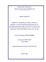 Nghiên cứu ảnh hưởng phân lân hữu cơ sinh học và một số chế phẩm sinh trưởng qua lá đến sinh trưởng phát triển, năng suất và chất lượng giống đậu tương d912 trồng tại gia lâm – hà nội 