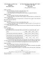 Đề thi học sinh giỏi môn Địa lí lớp 9 cấp tỉnh năm 2020-2021 có đáp án - Sở GD&ĐT Hà Nam