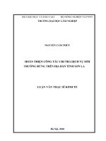 Hoàn thiện công tác chi trả dịch vụ môi trường rừng trên địa bàn tỉnh sơn la 