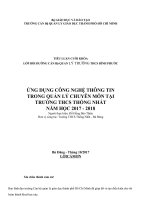 Ứng dụng công nghệ thông tin trong quản lý chuyên tại trường THCS thống nhất 