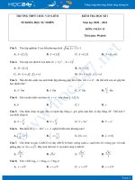 Đề kiểm tra HKI môn Toán 12 năm 2020 có đáp án trường THPT Châu Văn Liêm