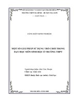 Một số giải pháp sử dụng trò chơi trong dạy học sinh học ở trường THPT