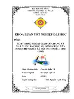 Hoạt động ngoại giao của đảng và nhà nước ta phục vụ công cuộc xây dựng chủ nghĩa xã hội ở miền bắc (1961 1965)   