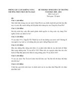 Đề thi học sinh giỏi môn Lịch sử lớp 9 cấp trường năm 2020-2021 - Trường THCS Trần Hưng Đạo, Krông Năng