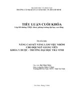 Nâng cao kỹ năng làm việc nhóm cho đội ngũ giảng viên khoa y dược   trường đại học trà vinh 