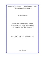 Giải pháp phát triển nông nghiệp theo hướng bền vững trên địa bàn huyện xuân lộc, tỉnh đồng nai 