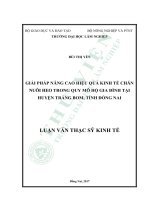 Giải pháp nâng cao hiệu quả kinh tế chăn nuôi heo trong quy mô hộ gia đình tại huyện trảng bom, tỉnh đồng nai 