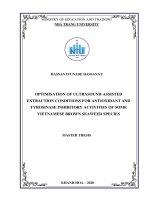 Optimisation of ultrasound assisted extraction conditions for antioxidant and tyrosinase inhibitory activities of some vietnamese brown seaweed species 