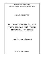 Xuất khẩu nông sản việt nam trong bối cảnh chiến tranh thương mại mỹ   trung 
