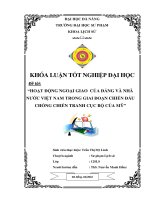 Hoạt động ngoại giao của đảng và nhà nước việt nam trong giai đoạn chiến đấu chống chiến tranh cục bộ của mỹ 