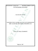 Giải pháp nâng cao hiệu quả sản xuất kinh doanh điều tại huyện trảng bom, tỉnh đồng nai 