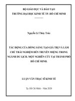 Tác động của đồng sáng tạo giá trị và làm chủ trải nghiệm đến truyền miệng trong ngành du lịch  một nghiên cứu tại thành phố hồ chí minh 