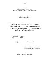 Vận dụng kế toán quản trị vào việc kiểm soát chất lượng toàn diện tại các doanh nghiệp sản xuất giày dép tại tp  hồ chí minh 
