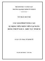 Luận văn Thạc sĩ Kinh tế: Các giải pháp nâng cao sự động viên nhân viên tại Ngân hàng Thương mại cổ phần Nam Á - Khu vực TPHCM