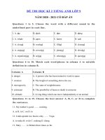 Đề thi học kì 2 lớp 9 môn tiếng Anh năm 2020 - 2021