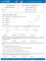 Đề kiểm tra 45' HK2 môn Lý 11 năm 2019 trường THPT Đinh Tiên Hoàng