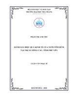 Đánh giá hiệu quả kinh tế của nuôi tôm hùm tại thị xã sông cầu, tỉnh phú yên  