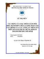 Luận văn Thạc sĩ Kinh tế: Tác động của đặc điểm CEO đến chất lượng báo cáo tài chính của các Công ty niêm yết trên Sở giao dịch chứng khoán thành phố Hồ Chí Minh