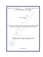 Giải pháp tài chính hỗ trợ thanh niên khởi nghiệp trên địa bàn huyện gò dầu, tỉnh tây ninh 