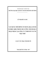 Luận văn Thạc sĩ Kinh tế: Vận dụng thẻ điểm cân bằng (Balanced Scorecard) trong đo lường thành quả hoạt động tại Công ty TNHH MTV TM SX Việt Thổ