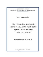 Các yếu tố ảnh hưởng đến hành vi mua hàng ngẫu hứng tại cửa hàng tiện lợi khu vực tp hcm 