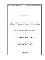 Giải pháp phát triển hợp tác xã kiểu mới trên địa bàn huyện lương sơn, tỉnh hòa bình 