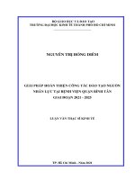 Giải pháp hoàn thiện công tác đào tạo nguồn nhân lực tại bệnh viện quận bình tân giai đoạn 2021   2025 