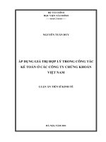 Áp dụng giá trị hợp lý trong công tác kế toán ở các công ty chứng khoán việt nam 