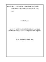 Quản lý di tích lịch sử văn hóa ở Bắc Ninh trong quá trình công nghiệp hóa, đô thị hóa