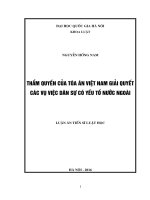 Thẩm quyền giải quyết các vụ việc dân sự có yếu tố nước ngoài của tòa án nhân dân trong bộ luật tố tụng dân sự việt nam 
