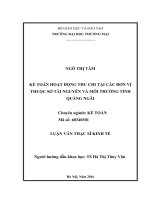 Kế toán hoạt động thu chi tại các đơn vị thuộc sở tài nguyên và môi trường tỉnh quảng ngãi 