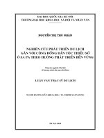 NGHIÊN CỨU PHÁT TRIỂN DU LỊCH GẮN VỚI CỘNG ĐỒNG DÂN TỘC THIỂU SỐ Ở SA PA THEO HƯỚNG PHÁT TRIỂN BỀN VỮNG