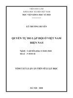 Tóm tắt luận án Tiến sĩ Luật học: Quyền tự do lập hội ở Việt Nam hiện nay
